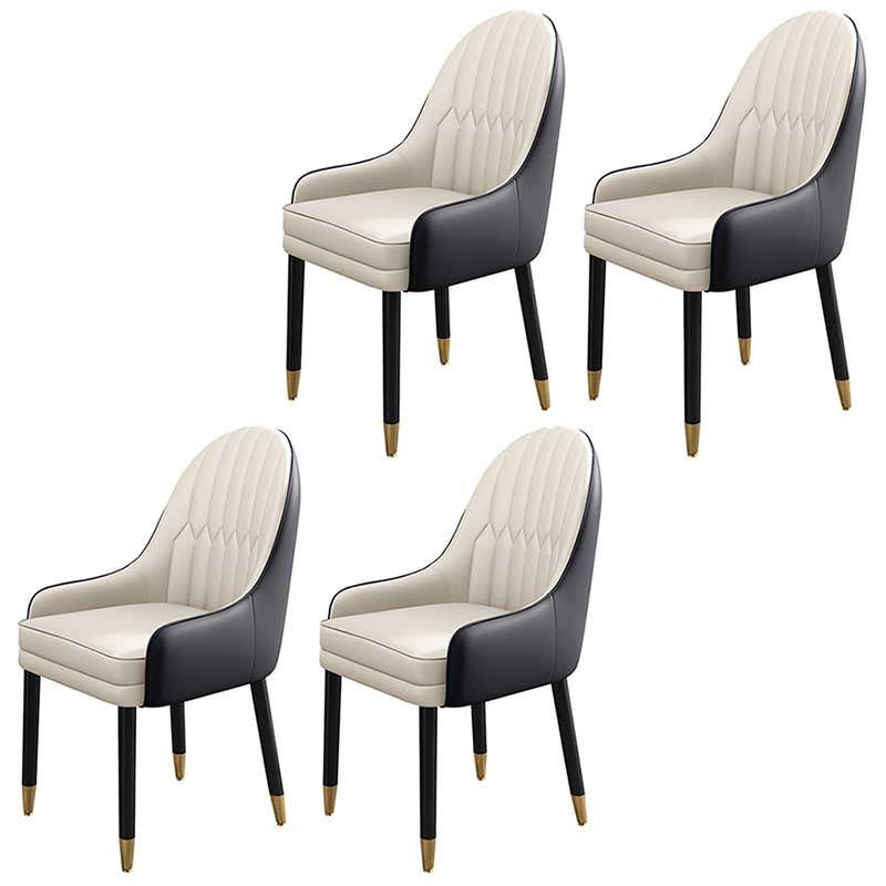 Leather Contemporary Home Side Chair Parsons Chair of 21'' Wide Chairs Black-White 4 Piece Set Clearhalo ' kitchen&dining_furn' 'Dining Chairs' 'Dining Tables & Seating' 'dining_chair' 'furn' 'furn_dining_chair' 'Furniture' 'furniture_dining_chair' 'Kitchen & Dining Furniture' 'kitchen' 3672177