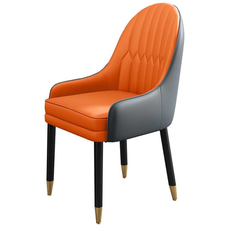Leather Contemporary Home Side Chair Parsons Chair of 21'' Wide Chairs Orange-Gray 1 Piece Clearhalo ' kitchen&dining_furn' 'Dining Chairs' 'Dining Tables & Seating' 'dining_chair' 'furn' 'furn_dining_chair' 'Furniture' 'furniture_dining_chair' 'Kitchen & Dining Furniture' 'kitchen' 3672178