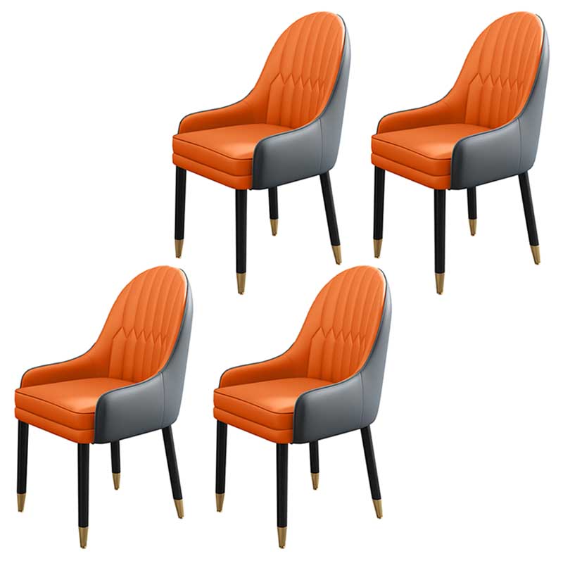 Leather Contemporary Home Side Chair Parsons Chair of 21'' Wide Chairs Orange-Gray 4 Piece Set Clearhalo ' kitchen&dining_furn' 'Dining Chairs' 'Dining Tables & Seating' 'dining_chair' 'furn' 'furn_dining_chair' 'Furniture' 'furniture_dining_chair' 'Kitchen & Dining Furniture' 'kitchen' 3672180