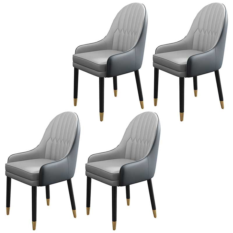 Leather Contemporary Home Side Chair Parsons Chair of 21'' Wide Chairs Light Gray 4 Piece Set Clearhalo ' kitchen&dining_furn' 'Dining Chairs' 'Dining Tables & Seating' 'dining_chair' 'furn' 'furn_dining_chair' 'Furniture' 'furniture_dining_chair' 'Kitchen & Dining Furniture' 'kitchen' 3672186
