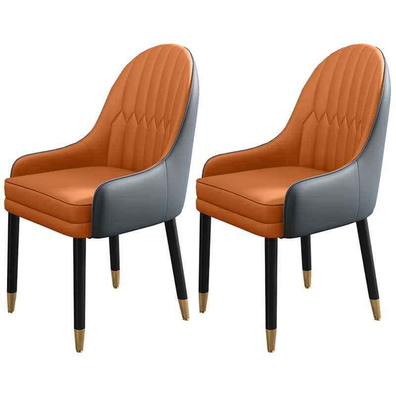 Leather Contemporary Home Side Chair Parsons Chair of 21'' Wide Chairs Gray-Orange 2 Piece Set Clearhalo ' kitchen&dining_furn' 'Dining Chairs' 'Dining Tables & Seating' 'dining_chair' 'furn' 'furn_dining_chair' 'Furniture' 'furniture_dining_chair' 'Kitchen & Dining Furniture' 'kitchen' 3672188