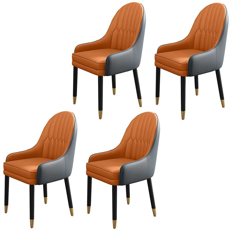 Leather Contemporary Home Side Chair Parsons Chair of 21'' Wide Chairs Gray-Orange 4 Piece Set Clearhalo ' kitchen&dining_furn' 'Dining Chairs' 'Dining Tables & Seating' 'dining_chair' 'furn' 'furn_dining_chair' 'Furniture' 'furniture_dining_chair' 'Kitchen & Dining Furniture' 'kitchen' 3672189