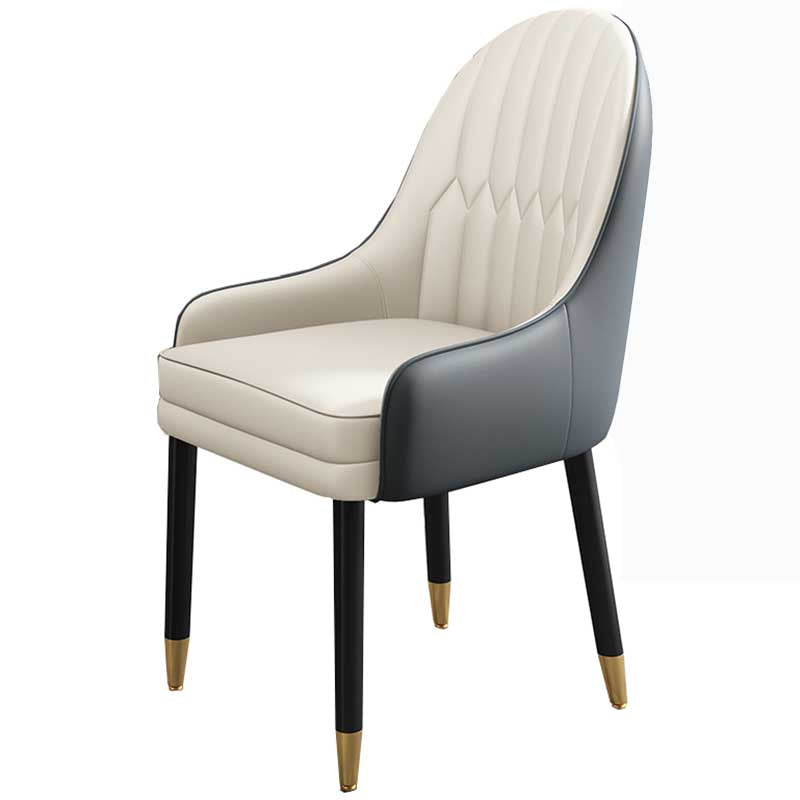 Leather Contemporary Home Side Chair Parsons Chair of 21'' Wide Chairs Gray-White 1 Piece Clearhalo ' kitchen&dining_furn' 'Dining Chairs' 'Dining Tables & Seating' 'dining_chair' 'furn' 'furn_dining_chair' 'Furniture' 'furniture_dining_chair' 'Kitchen & Dining Furniture' 'kitchen' 3672190