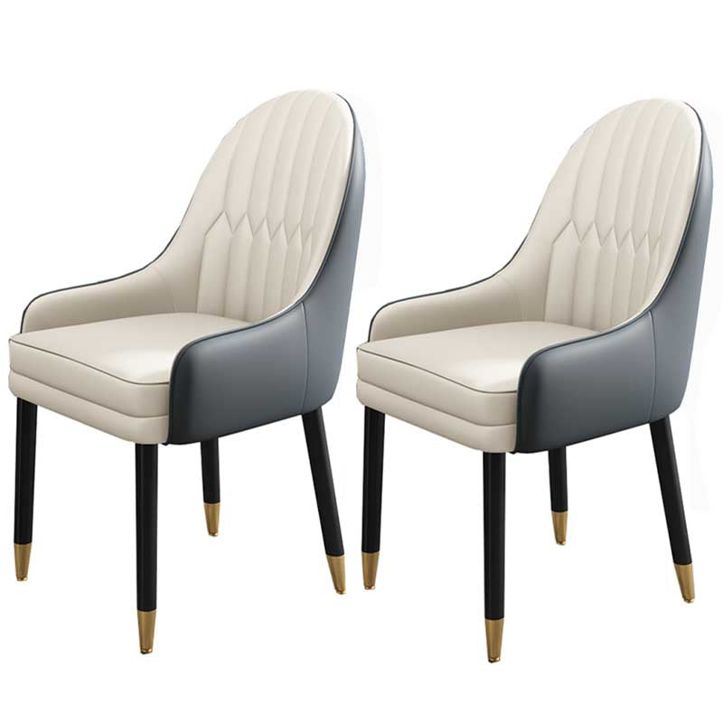 Leather Contemporary Home Side Chair Parsons Chair of 21'' Wide Chairs Gray-White 2 Piece Set Clearhalo ' kitchen&dining_furn' 'Dining Chairs' 'Dining Tables & Seating' 'dining_chair' 'furn' 'furn_dining_chair' 'Furniture' 'furniture_dining_chair' 'Kitchen & Dining Furniture' 'kitchen' 3672191