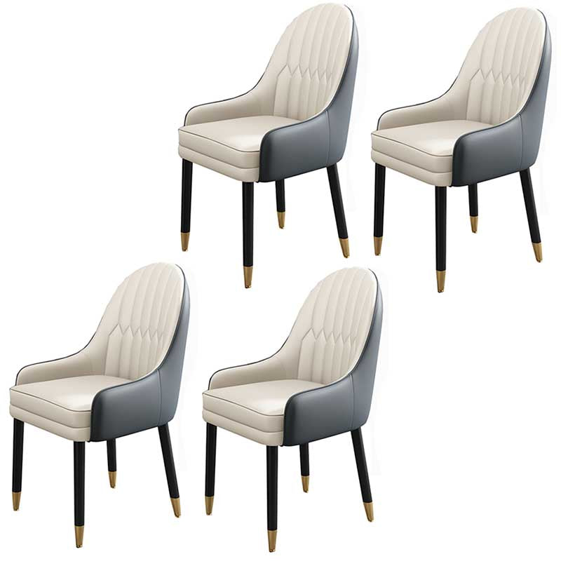 Leather Contemporary Home Side Chair Parsons Chair of 21'' Wide Chairs Gray-White 4 Piece Set Clearhalo ' kitchen&dining_furn' 'Dining Chairs' 'Dining Tables & Seating' 'dining_chair' 'furn' 'furn_dining_chair' 'Furniture' 'furniture_dining_chair' 'Kitchen & Dining Furniture' 'kitchen' 3672192