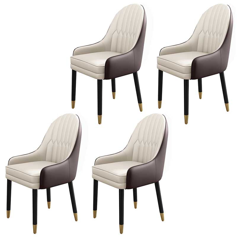 Leather Contemporary Home Side Chair Parsons Chair of 21'' Wide Chairs Off-White 4 Piece Set Clearhalo ' kitchen&dining_furn' 'Dining Chairs' 'Dining Tables & Seating' 'dining_chair' 'furn' 'furn_dining_chair' 'Furniture' 'furniture_dining_chair' 'Kitchen & Dining Furniture' 'kitchen' 3672195