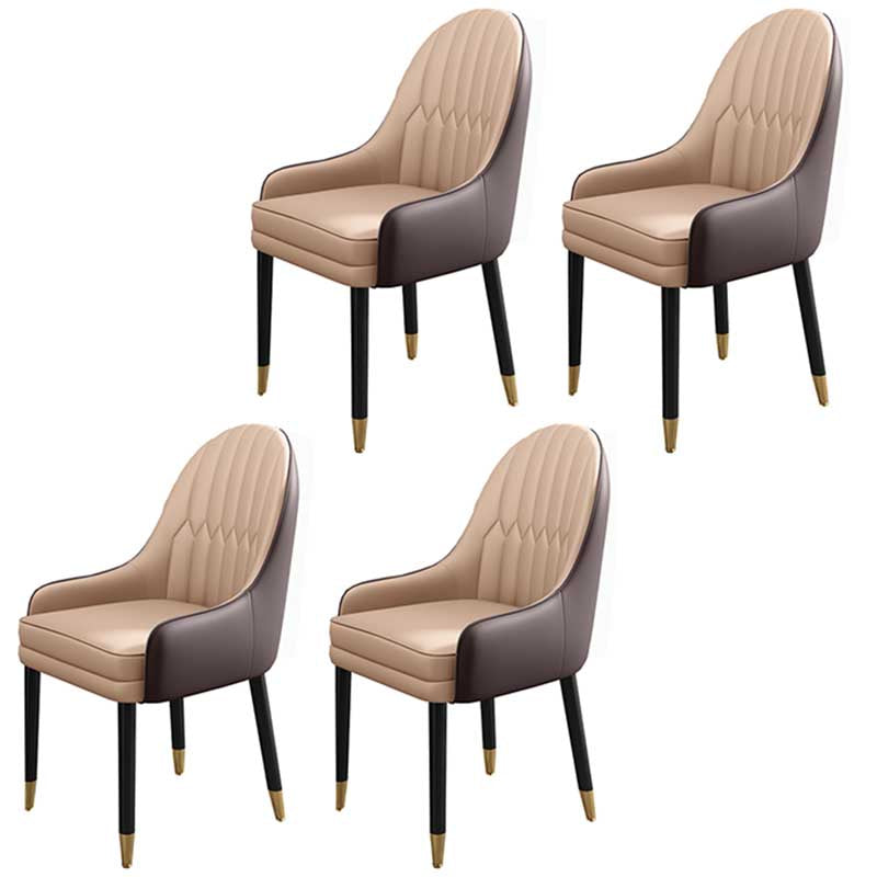 Leather Contemporary Home Side Chair Parsons Chair of 21'' Wide Chairs Brown 4 Piece Set Clearhalo ' kitchen&dining_furn' 'Dining Chairs' 'Dining Tables & Seating' 'dining_chair' 'furn' 'furn_dining_chair' 'Furniture' 'furniture_dining_chair' 'Kitchen & Dining Furniture' 'kitchen' 3672198