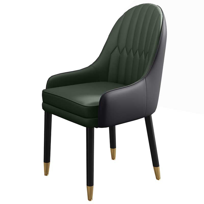 Leather Contemporary Home Side Chair Parsons Chair of 21'' Wide Chairs Black Green 1 Piece Clearhalo ' kitchen&dining_furn' 'Dining Chairs' 'Dining Tables & Seating' 'dining_chair' 'furn' 'furn_dining_chair' 'Furniture' 'furniture_dining_chair' 'Kitchen & Dining Furniture' 'kitchen' 3672199