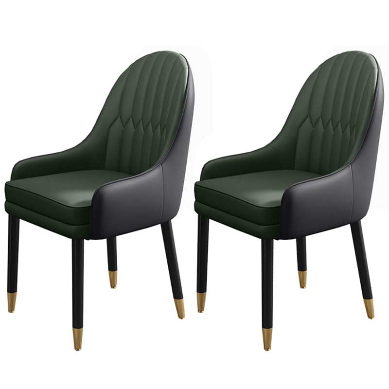 Leather Contemporary Home Side Chair Parsons Chair of 21'' Wide Chairs Black Green 2 Piece Set Clearhalo ' kitchen&dining_furn' 'Dining Chairs' 'Dining Tables & Seating' 'dining_chair' 'furn' 'furn_dining_chair' 'Furniture' 'furniture_dining_chair' 'Kitchen & Dining Furniture' 'kitchen' 3672200