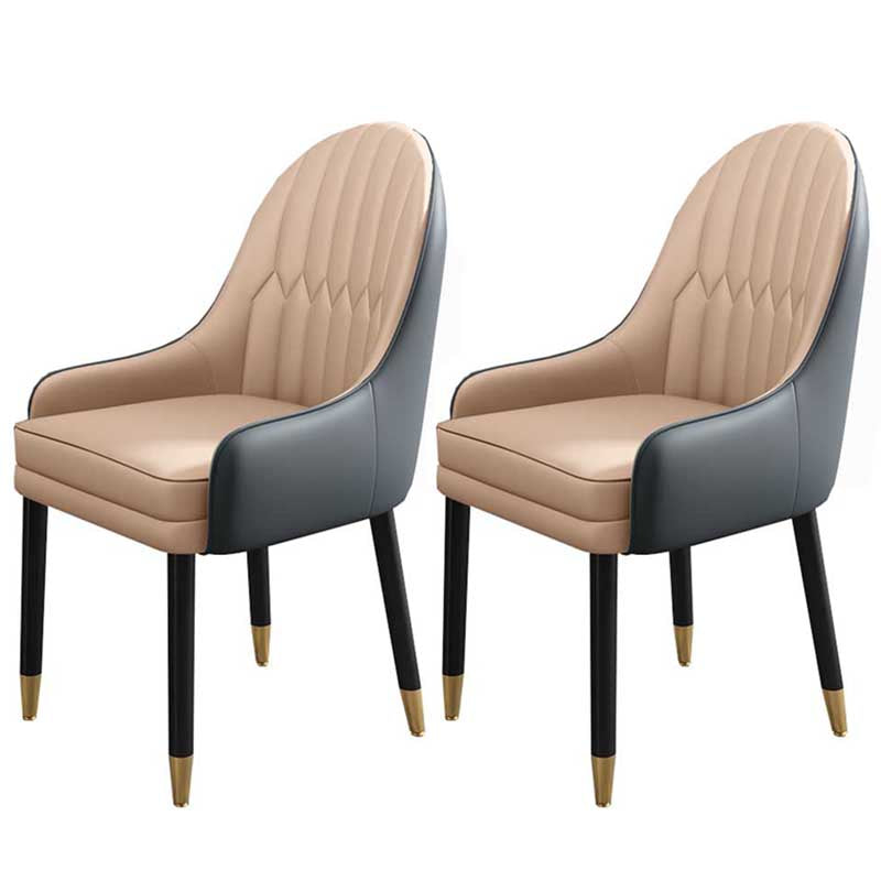 Leather Contemporary Home Side Chair Parsons Chair of 21'' Wide Chairs Khaki-Black 2 Piece Set Clearhalo ' kitchen&dining_furn' 'Dining Chairs' 'Dining Tables & Seating' 'dining_chair' 'furn' 'furn_dining_chair' 'Furniture' 'furniture_dining_chair' 'Kitchen & Dining Furniture' 'kitchen' 3672203