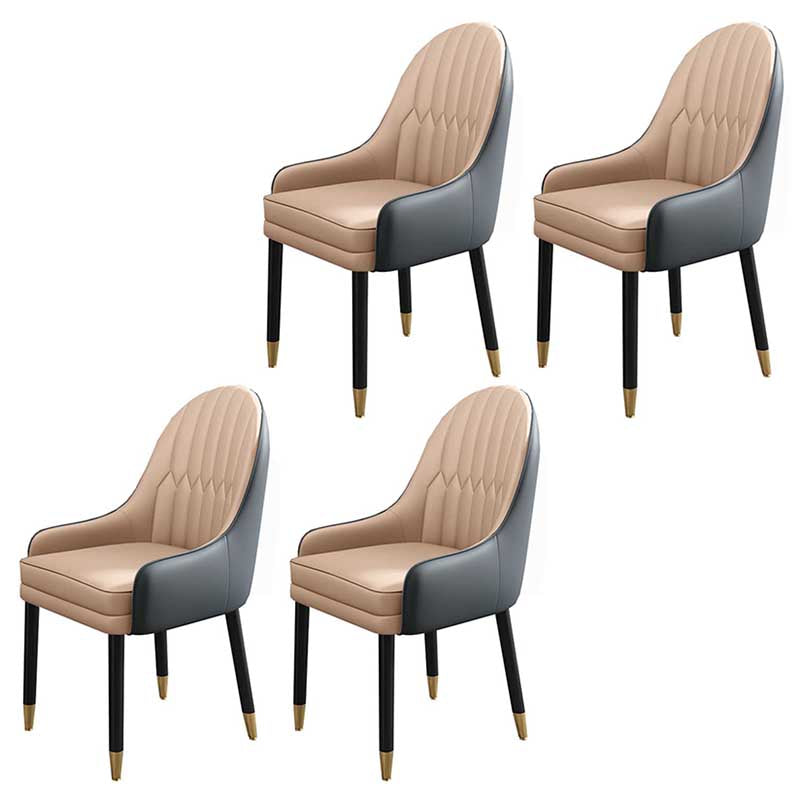 Leather Contemporary Home Side Chair Parsons Chair of 21'' Wide Chairs Khaki-Black 4 Piece Set Clearhalo ' kitchen&dining_furn' 'Dining Chairs' 'Dining Tables & Seating' 'dining_chair' 'furn' 'furn_dining_chair' 'Furniture' 'furniture_dining_chair' 'Kitchen & Dining Furniture' 'kitchen' 3672204