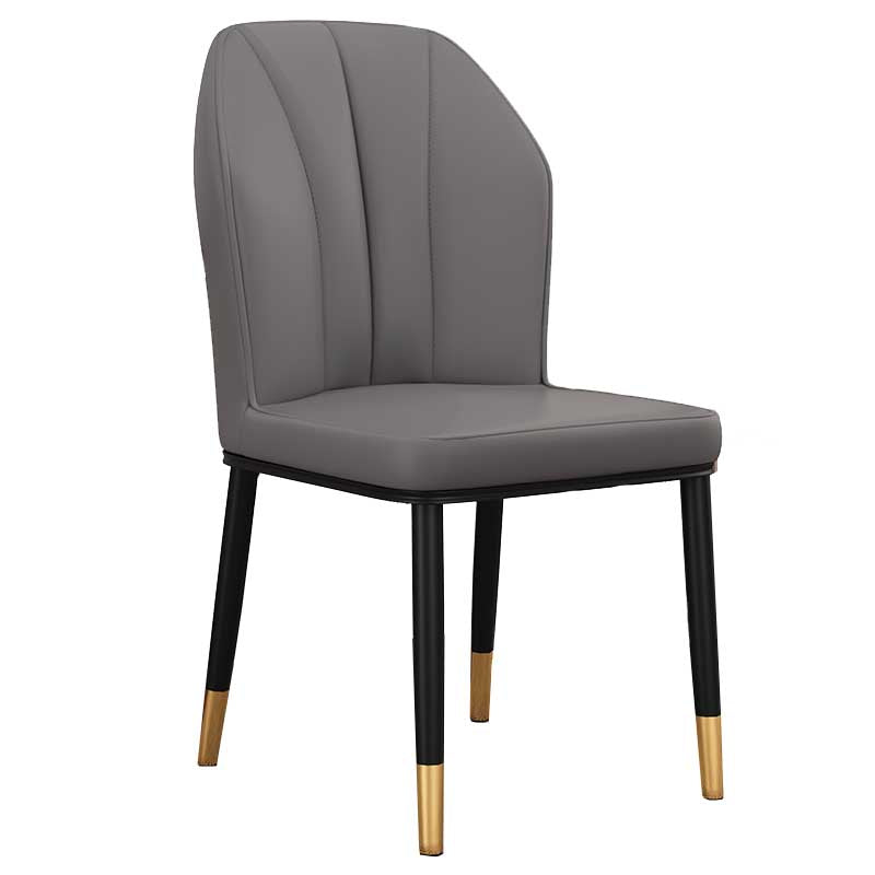 Modern Indoor Leather Parsons Chair 36"H Armless Dining Chair for Restaurant Dark Gray 1 Piece Brass Gold Clearhalo ' kitchen&dining_furn' 'Dining Chairs' 'Dining Tables & Seating' 'dining_chair' 'furn' 'furn_dining_chair' 'Furniture' 'furniture_dining_chair' 'Kitchen & Dining Furniture' 'kitchen' 3672206