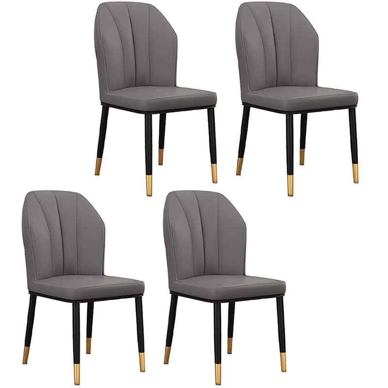 Modern Indoor Leather Parsons Chair 36"H Armless Dining Chair for Restaurant Dark Gray 4 Piece Set Brass Gold Clearhalo ' kitchen&dining_furn' 'Dining Chairs' 'Dining Tables & Seating' 'dining_chair' 'furn' 'furn_dining_chair' 'Furniture' 'furniture_dining_chair' 'Kitchen & Dining Furniture' 'kitchen' 3672210