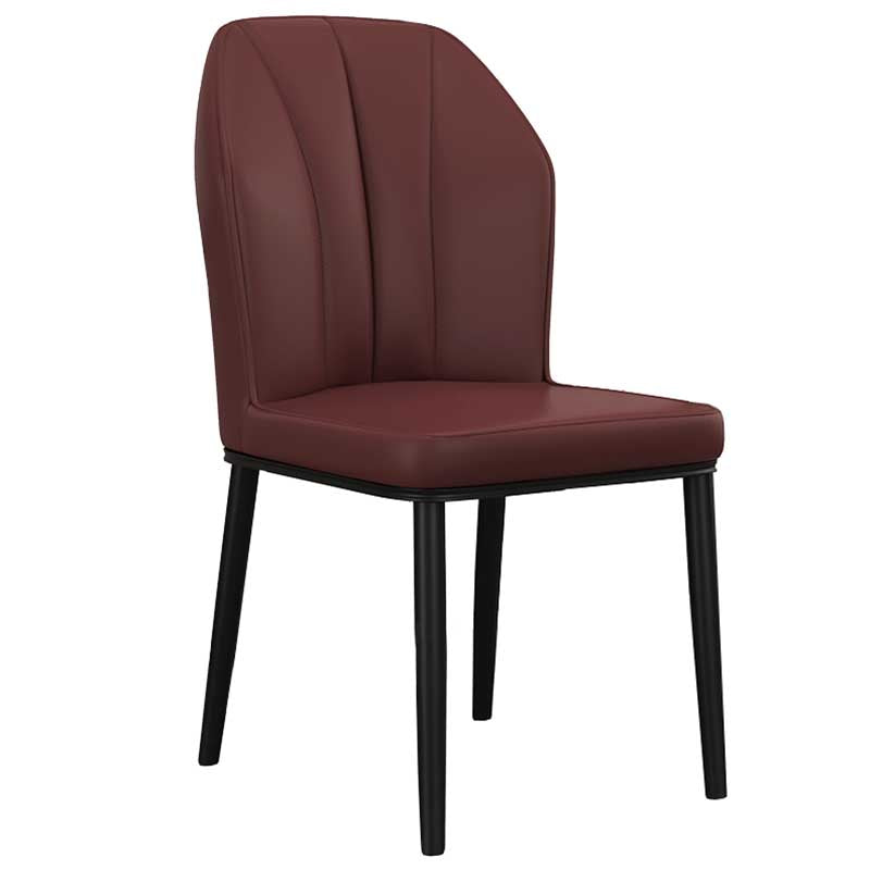 Modern Indoor Leather Parsons Chair 36"H Armless Dining Chair for Restaurant Dark Coffee 1 Piece Black Clearhalo ' kitchen&dining_furn' 'Dining Chairs' 'Dining Tables & Seating' 'dining_chair' 'furn' 'furn_dining_chair' 'Furniture' 'furniture_dining_chair' 'Kitchen & Dining Furniture' 'kitchen' 3672211