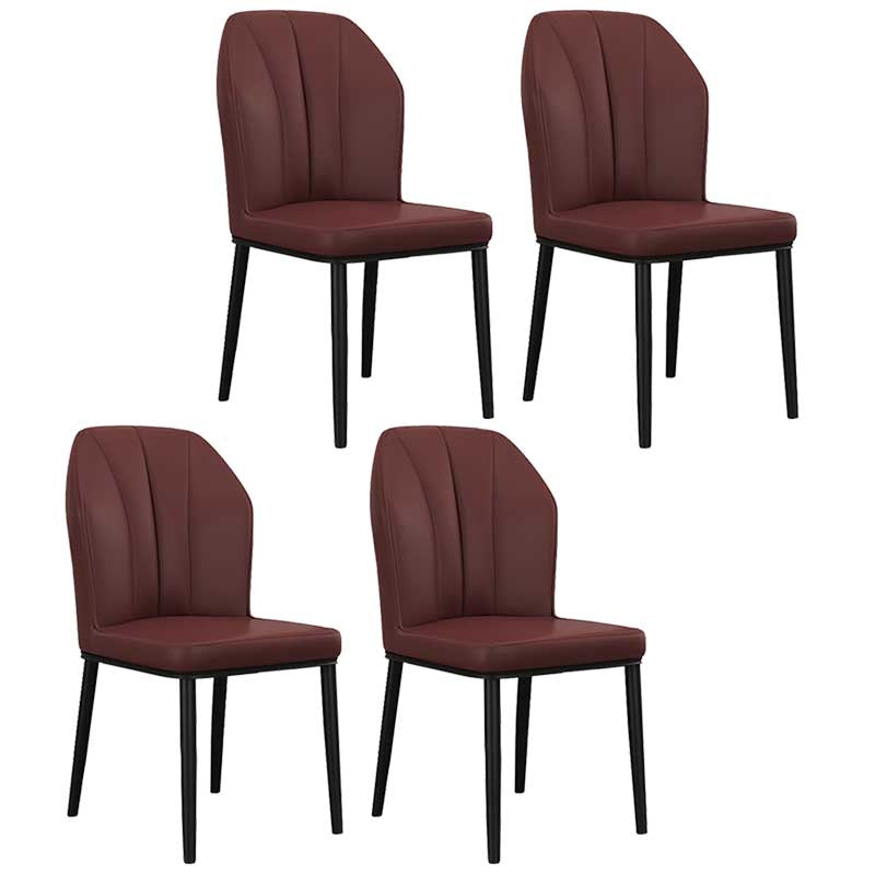 Modern Indoor Leather Parsons Chair 36"H Armless Dining Chair for Restaurant Dark Coffee 4 Piece Set Black Clearhalo ' kitchen&dining_furn' 'Dining Chairs' 'Dining Tables & Seating' 'dining_chair' 'furn' 'furn_dining_chair' 'Furniture' 'furniture_dining_chair' 'Kitchen & Dining Furniture' 'kitchen' 3672215