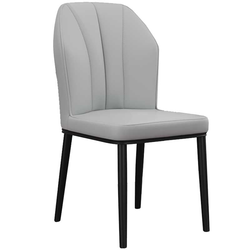 Modern Indoor Leather Parsons Chair 36"H Armless Dining Chair for Restaurant Light Gray 1 Piece Black Clearhalo ' kitchen&dining_furn' 'Dining Chairs' 'Dining Tables & Seating' 'dining_chair' 'furn' 'furn_dining_chair' 'Furniture' 'furniture_dining_chair' 'Kitchen & Dining Furniture' 'kitchen' 3672218