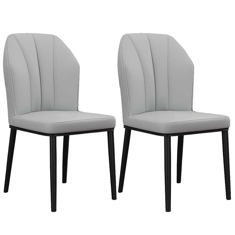 Modern Indoor Leather Parsons Chair 36"H Armless Dining Chair for Restaurant Light Gray 2 Piece Set Black Clearhalo ' kitchen&dining_furn' 'Dining Chairs' 'Dining Tables & Seating' 'dining_chair' 'furn' 'furn_dining_chair' 'Furniture' 'furniture_dining_chair' 'Kitchen & Dining Furniture' 'kitchen' 3672220
