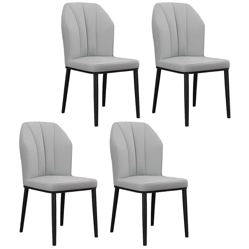 Modern Indoor Leather Parsons Chair 36"H Armless Dining Chair for Restaurant Light Gray 4 Piece Set Black Clearhalo ' kitchen&dining_furn' 'Dining Chairs' 'Dining Tables & Seating' 'dining_chair' 'furn' 'furn_dining_chair' 'Furniture' 'furniture_dining_chair' 'Kitchen & Dining Furniture' 'kitchen' 3672221