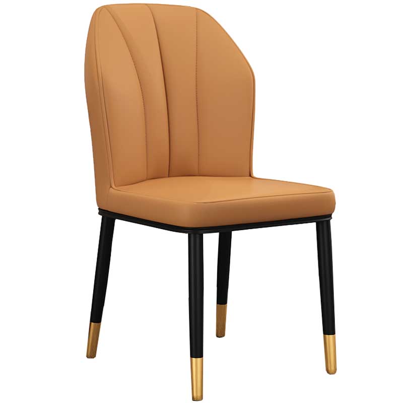 Modern Indoor Leather Parsons Chair 36"H Armless Dining Chair for Restaurant Light Coffee 1 Piece Brass Gold Clearhalo ' kitchen&dining_furn' 'Dining Chairs' 'Dining Tables & Seating' 'dining_chair' 'furn' 'furn_dining_chair' 'Furniture' 'furniture_dining_chair' 'Kitchen & Dining Furniture' 'kitchen' 3672230