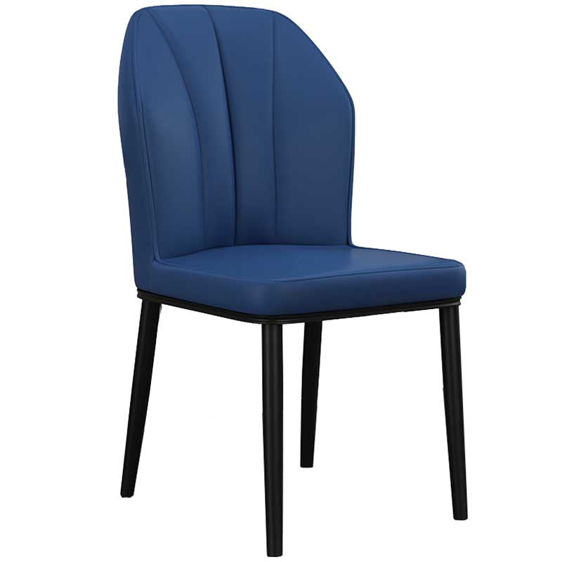 Modern Indoor Leather Parsons Chair 36"H Armless Dining Chair for Restaurant Dark Blue 1 Piece Black Clearhalo ' kitchen&dining_furn' 'Dining Chairs' 'Dining Tables & Seating' 'dining_chair' 'furn' 'furn_dining_chair' 'Furniture' 'furniture_dining_chair' 'Kitchen & Dining Furniture' 'kitchen' 3672237