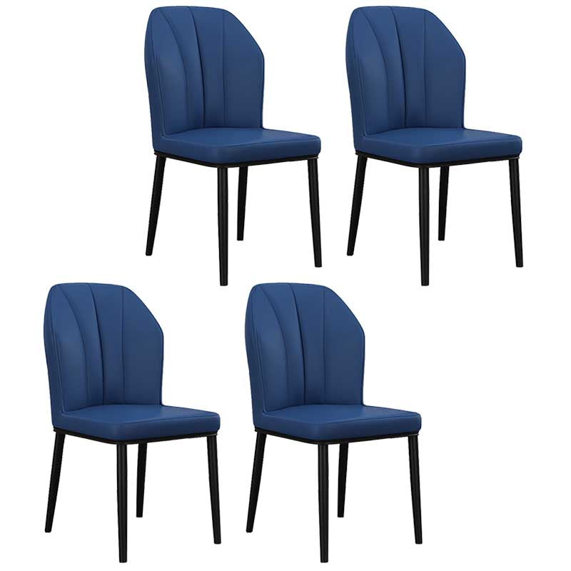 Modern Indoor Leather Parsons Chair 36"H Armless Dining Chair for Restaurant Dark Blue 4 Piece Set Black Clearhalo ' kitchen&dining_furn' 'Dining Chairs' 'Dining Tables & Seating' 'dining_chair' 'furn' 'furn_dining_chair' 'Furniture' 'furniture_dining_chair' 'Kitchen & Dining Furniture' 'kitchen' 3672239