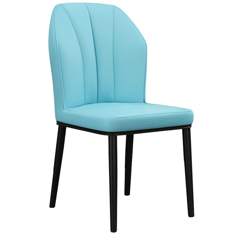 Modern Indoor Leather Parsons Chair 36"H Armless Dining Chair for Restaurant Light Blue 1 Piece Black Clearhalo ' kitchen&dining_furn' 'Dining Chairs' 'Dining Tables & Seating' 'dining_chair' 'furn' 'furn_dining_chair' 'Furniture' 'furniture_dining_chair' 'Kitchen & Dining Furniture' 'kitchen' 3672240