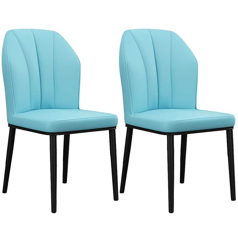 Modern Indoor Leather Parsons Chair 36"H Armless Dining Chair for Restaurant Light Blue 2 Piece Set Black Clearhalo ' kitchen&dining_furn' 'Dining Chairs' 'Dining Tables & Seating' 'dining_chair' 'furn' 'furn_dining_chair' 'Furniture' 'furniture_dining_chair' 'Kitchen & Dining Furniture' 'kitchen' 3672241