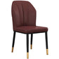 Modern Indoor Leather Parsons Chair 36"H Armless Dining Chair for Restaurant Dark Coffee 1 Piece Brass Gold Clearhalo ' kitchen&dining_furn' 'Dining Chairs' 'Dining Tables & Seating' 'dining_chair' 'furn' 'furn_dining_chair' 'Furniture' 'furniture_dining_chair' 'Kitchen & Dining Furniture' 'kitchen' 3672246