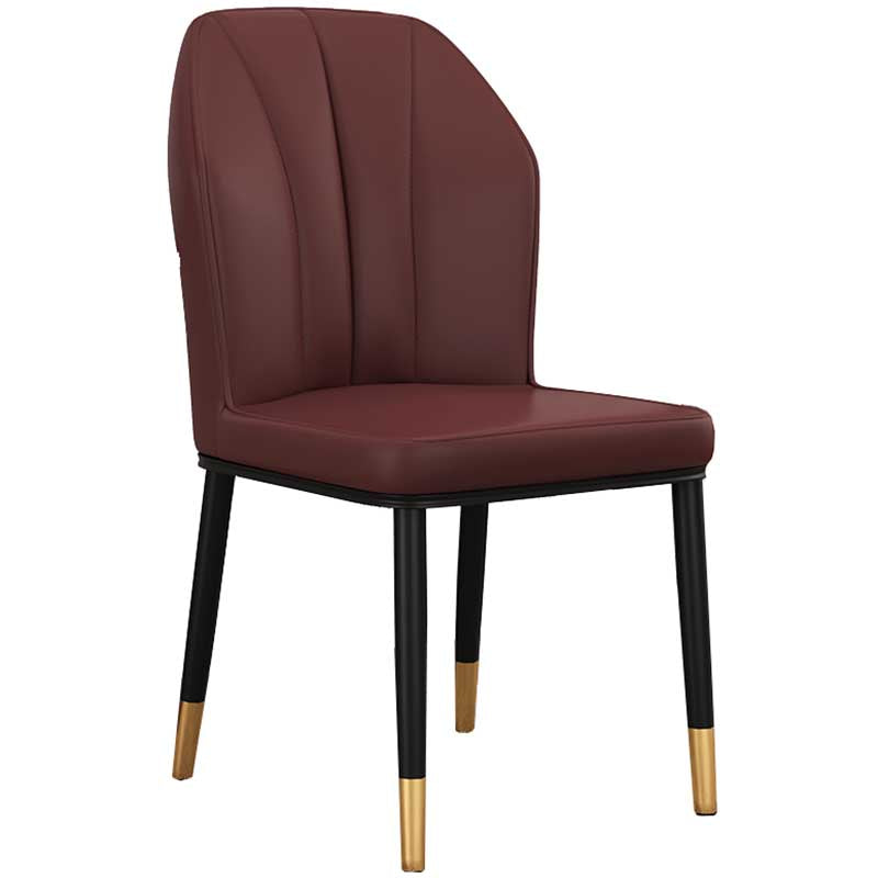 Modern Indoor Leather Parsons Chair 36"H Armless Dining Chair for Restaurant Dark Coffee 1 Piece Brass Gold Clearhalo ' kitchen&dining_furn' 'Dining Chairs' 'Dining Tables & Seating' 'dining_chair' 'furn' 'furn_dining_chair' 'Furniture' 'furniture_dining_chair' 'Kitchen & Dining Furniture' 'kitchen' 3672246