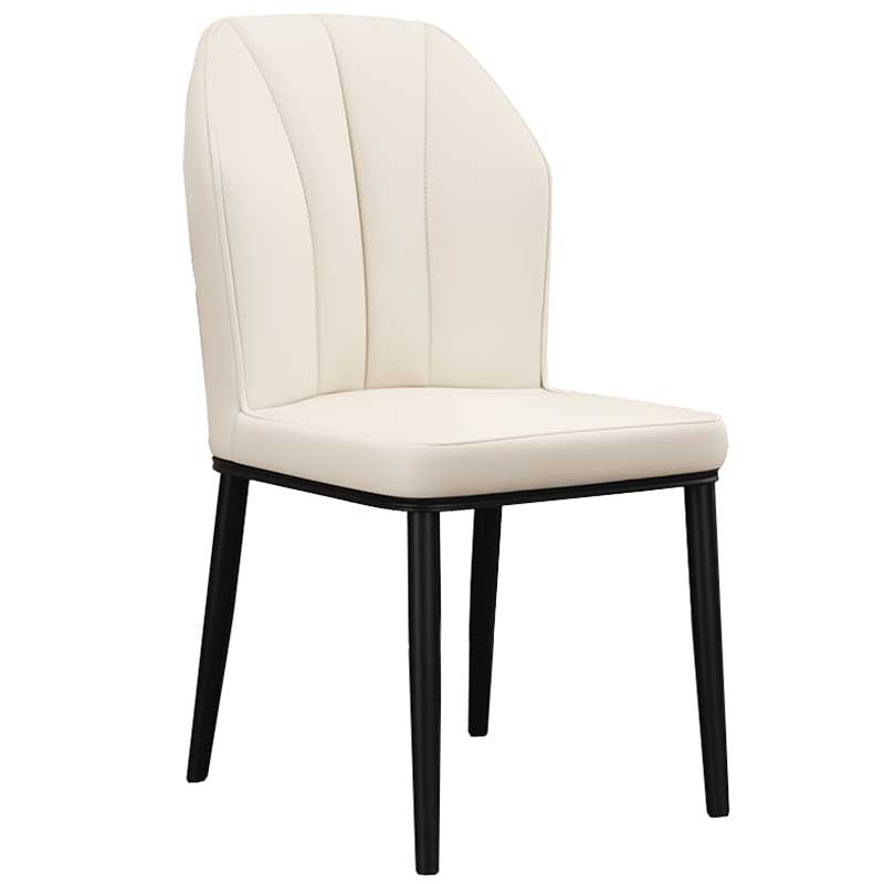 Modern Indoor Leather Parsons Chair 36"H Armless Dining Chair for Restaurant Off-White 1 Piece Black Clearhalo ' kitchen&dining_furn' 'Dining Chairs' 'Dining Tables & Seating' 'dining_chair' 'furn' 'furn_dining_chair' 'Furniture' 'furniture_dining_chair' 'Kitchen & Dining Furniture' 'kitchen' 3672249