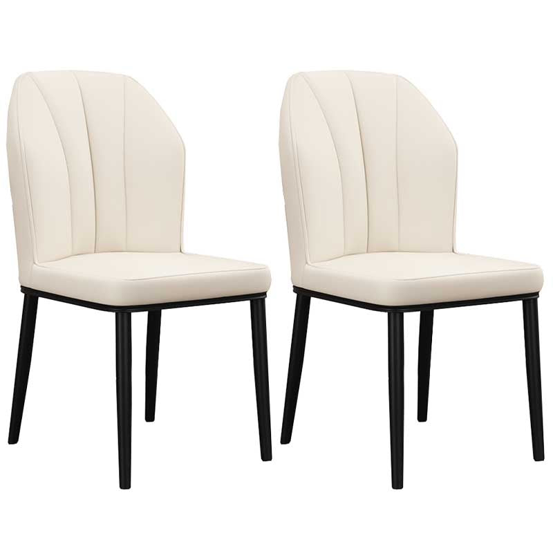 Modern Indoor Leather Parsons Chair 36"H Armless Dining Chair for Restaurant Off-White 2 Piece Set Black Clearhalo ' kitchen&dining_furn' 'Dining Chairs' 'Dining Tables & Seating' 'dining_chair' 'furn' 'furn_dining_chair' 'Furniture' 'furniture_dining_chair' 'Kitchen & Dining Furniture' 'kitchen' 3672250