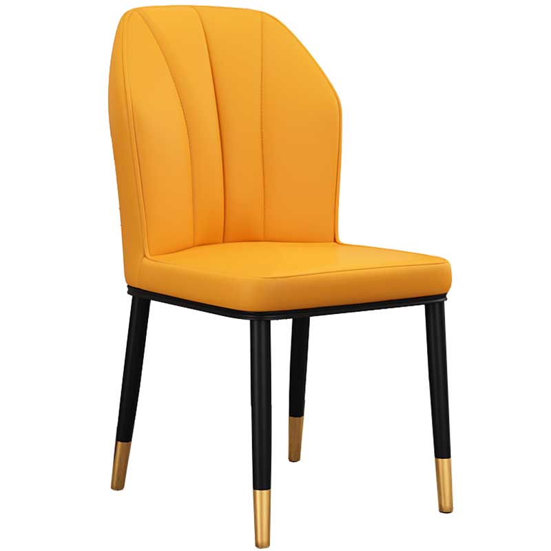 Modern Indoor Leather Parsons Chair 36"H Armless Dining Chair for Restaurant Yellow 1 Piece Brass Gold Clearhalo ' kitchen&dining_furn' 'Dining Chairs' 'Dining Tables & Seating' 'dining_chair' 'furn' 'furn_dining_chair' 'Furniture' 'furniture_dining_chair' 'Kitchen & Dining Furniture' 'kitchen' 3672252