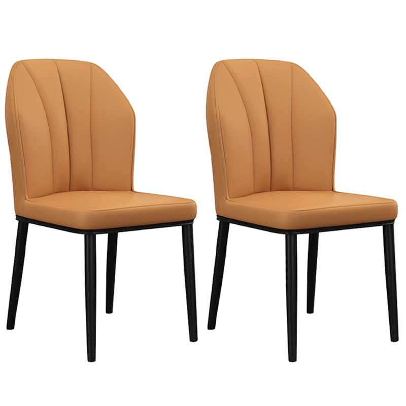 Modern Indoor Leather Parsons Chair 36"H Armless Dining Chair for Restaurant Light Coffee 2 Piece Set Black Clearhalo ' kitchen&dining_furn' 'Dining Chairs' 'Dining Tables & Seating' 'dining_chair' 'furn' 'furn_dining_chair' 'Furniture' 'furniture_dining_chair' 'Kitchen & Dining Furniture' 'kitchen' 3672256