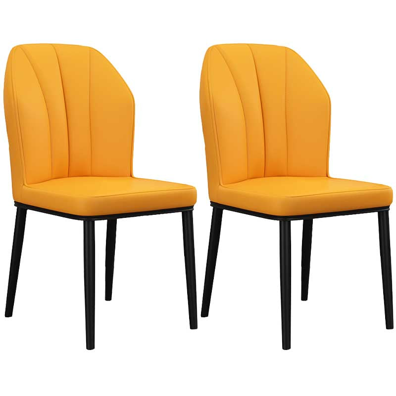 Modern Indoor Leather Parsons Chair 36"H Armless Dining Chair for Restaurant Yellow 2 Piece Set Black Clearhalo ' kitchen&dining_furn' 'Dining Chairs' 'Dining Tables & Seating' 'dining_chair' 'furn' 'furn_dining_chair' 'Furniture' 'furniture_dining_chair' 'Kitchen & Dining Furniture' 'kitchen' 3672262