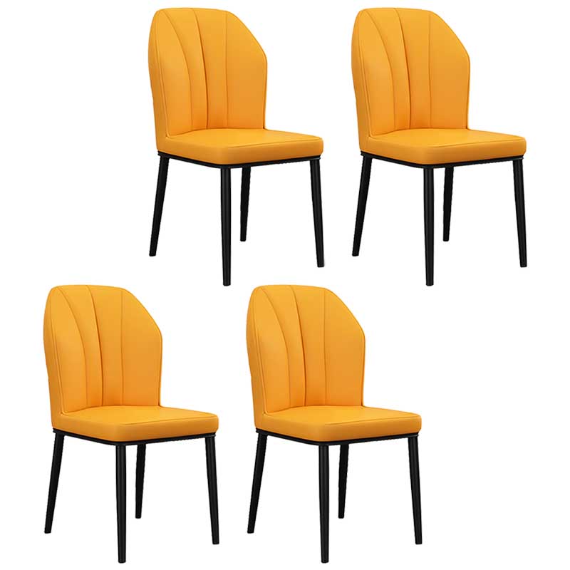 Modern Indoor Leather Parsons Chair 36"H Armless Dining Chair for Restaurant Yellow 4 Piece Set Black Clearhalo ' kitchen&dining_furn' 'Dining Chairs' 'Dining Tables & Seating' 'dining_chair' 'furn' 'furn_dining_chair' 'Furniture' 'furniture_dining_chair' 'Kitchen & Dining Furniture' 'kitchen' 3672263