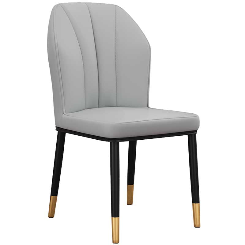 Modern Indoor Leather Parsons Chair 36"H Armless Dining Chair for Restaurant Light Gray 1 Piece Brass Gold Clearhalo ' kitchen&dining_furn' 'Dining Chairs' 'Dining Tables & Seating' 'dining_chair' 'furn' 'furn_dining_chair' 'Furniture' 'furniture_dining_chair' 'Kitchen & Dining Furniture' 'kitchen' 3672264