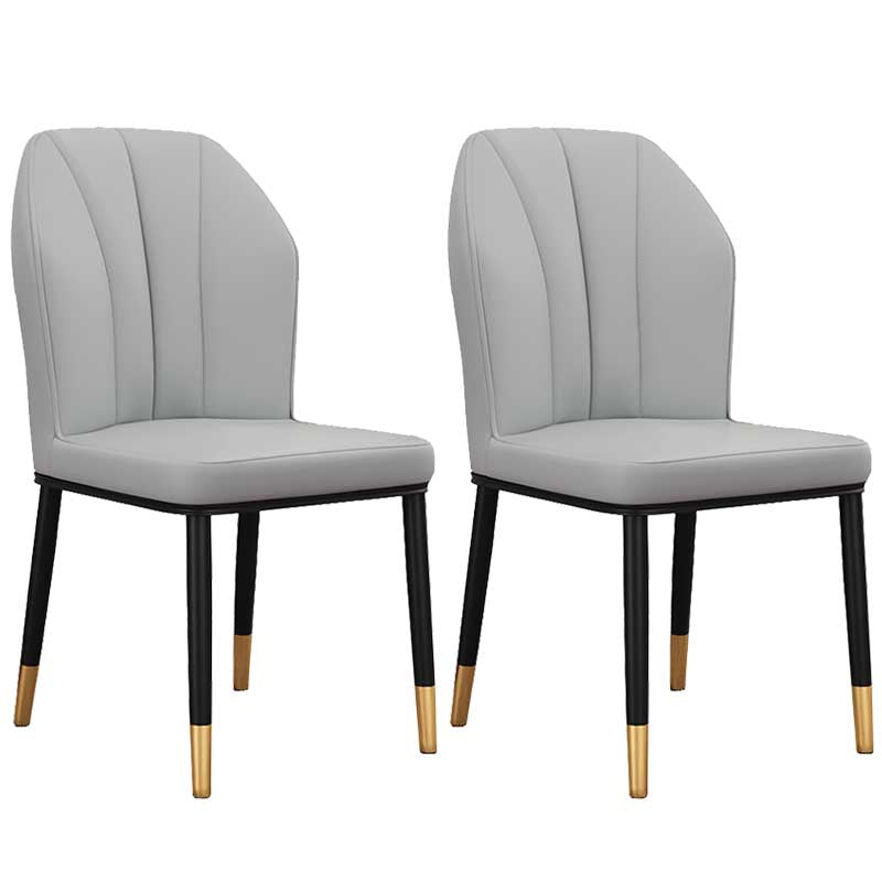 Modern Indoor Leather Parsons Chair 36"H Armless Dining Chair for Restaurant Light Gray 2 Piece Set Brass Gold Clearhalo ' kitchen&dining_furn' 'Dining Chairs' 'Dining Tables & Seating' 'dining_chair' 'furn' 'furn_dining_chair' 'Furniture' 'furniture_dining_chair' 'Kitchen & Dining Furniture' 'kitchen' 3672265