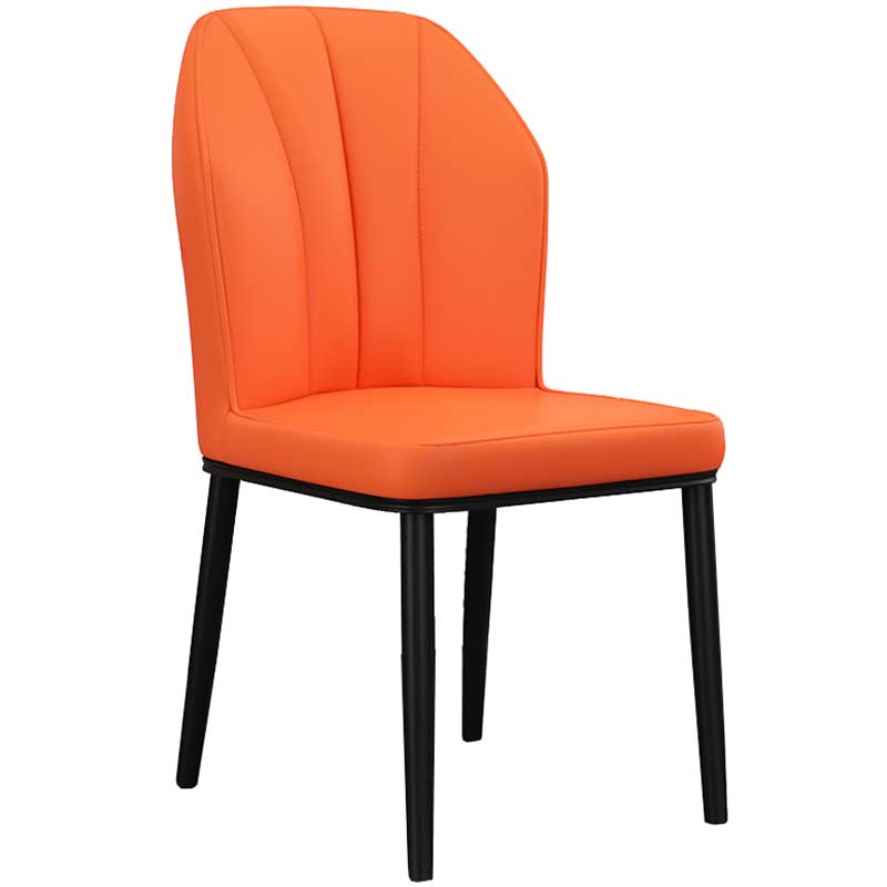 Modern Indoor Leather Parsons Chair 36"H Armless Dining Chair for Restaurant Orange 1 Piece Black Clearhalo ' kitchen&dining_furn' 'Dining Chairs' 'Dining Tables & Seating' 'dining_chair' 'furn' 'furn_dining_chair' 'Furniture' 'furniture_dining_chair' 'Kitchen & Dining Furniture' 'kitchen' 3672267
