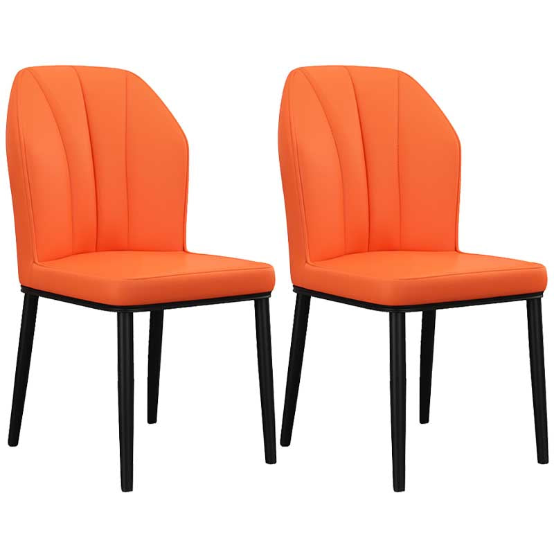 Modern Indoor Leather Parsons Chair 36"H Armless Dining Chair for Restaurant Orange 2 Piece Set Black Clearhalo ' kitchen&dining_furn' 'Dining Chairs' 'Dining Tables & Seating' 'dining_chair' 'furn' 'furn_dining_chair' 'Furniture' 'furniture_dining_chair' 'Kitchen & Dining Furniture' 'kitchen' 3672268