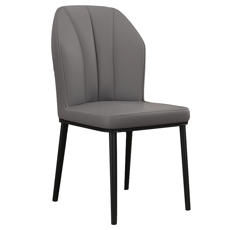 Modern Indoor Leather Parsons Chair 36"H Armless Dining Chair for Restaurant Dark Gray 1 Piece Black Clearhalo ' kitchen&dining_furn' 'Dining Chairs' 'Dining Tables & Seating' 'dining_chair' 'furn' 'furn_dining_chair' 'Furniture' 'furniture_dining_chair' 'Kitchen & Dining Furniture' 'kitchen' 3672270