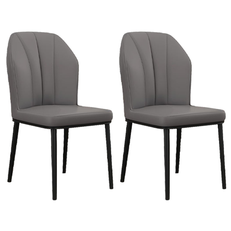 Modern Indoor Leather Parsons Chair 36"H Armless Dining Chair for Restaurant Dark Gray 2 Piece Set Black Clearhalo ' kitchen&dining_furn' 'Dining Chairs' 'Dining Tables & Seating' 'dining_chair' 'furn' 'furn_dining_chair' 'Furniture' 'furniture_dining_chair' 'Kitchen & Dining Furniture' 'kitchen' 3672271