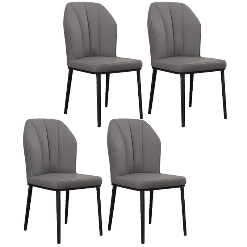 Modern Indoor Leather Parsons Chair 36"H Armless Dining Chair for Restaurant Dark Gray 4 Piece Set Black Clearhalo ' kitchen&dining_furn' 'Dining Chairs' 'Dining Tables & Seating' 'dining_chair' 'furn' 'furn_dining_chair' 'Furniture' 'furniture_dining_chair' 'Kitchen & Dining Furniture' 'kitchen' 3672272
