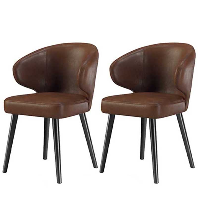 Modern Indoor-Outdoor Chair Metal Dining Wingback Armless Chair for Kitchen Brown 2 Piece Set Black Clearhalo ' kitchen&dining_furn' 'Dining Chairs' 'Dining Tables & Seating' 'dining_chair' 'furn' 'furn_dining_chair' 'Furniture' 'furniture_dining_chair' 'Kitchen & Dining Furniture' 'kitchen' 3672275