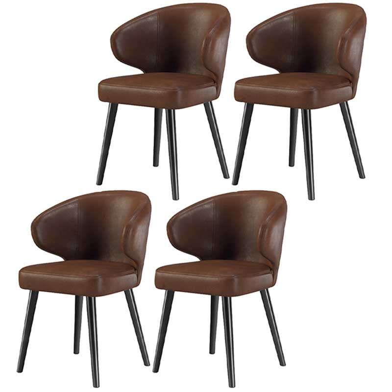 Modern Indoor-Outdoor Chair Metal Dining Wingback Armless Chair for Kitchen Brown 4 Piece Set Black Clearhalo ' kitchen&dining_furn' 'Dining Chairs' 'Dining Tables & Seating' 'dining_chair' 'furn' 'furn_dining_chair' 'Furniture' 'furniture_dining_chair' 'Kitchen & Dining Furniture' 'kitchen' 3672277