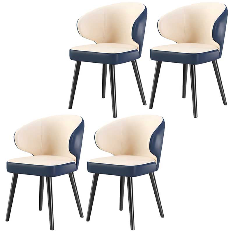 Modern Indoor-Outdoor Chair Metal Dining Wingback Armless Chair for Kitchen Dark Blue-White 4 Piece Set Black Clearhalo ' kitchen&dining_furn' 'Dining Chairs' 'Dining Tables & Seating' 'dining_chair' 'furn' 'furn_dining_chair' 'Furniture' 'furniture_dining_chair' 'Kitchen & Dining Furniture' 'kitchen' 3672284