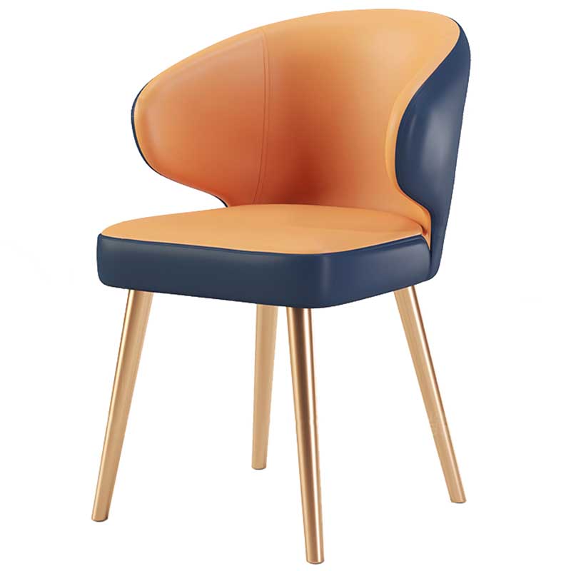 Modern Indoor-Outdoor Chair Metal Dining Wingback Armless Chair for Kitchen Orange 1 Piece Brass Gold Clearhalo ' kitchen&dining_furn' 'Dining Chairs' 'Dining Tables & Seating' 'dining_chair' 'furn' 'furn_dining_chair' 'Furniture' 'furniture_dining_chair' 'Kitchen & Dining Furniture' 'kitchen' 3672295
