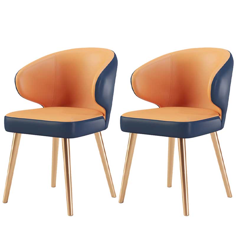 Modern Indoor-Outdoor Chair Metal Dining Wingback Armless Chair for Kitchen Orange 2 Piece Set Brass Gold Clearhalo ' kitchen&dining_furn' 'Dining Chairs' 'Dining Tables & Seating' 'dining_chair' 'furn' 'furn_dining_chair' 'Furniture' 'furniture_dining_chair' 'Kitchen & Dining Furniture' 'kitchen' 3672296