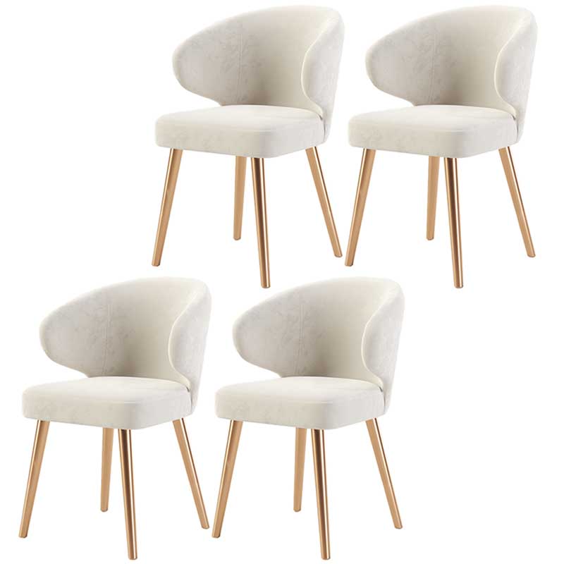 Modern Indoor-Outdoor Chair Metal Dining Wingback Armless Chair for Kitchen White 4 Piece Set Brass Gold Clearhalo ' kitchen&dining_furn' 'Dining Chairs' 'Dining Tables & Seating' 'dining_chair' 'furn' 'furn_dining_chair' 'Furniture' 'furniture_dining_chair' 'Kitchen & Dining Furniture' 'kitchen' 3672315