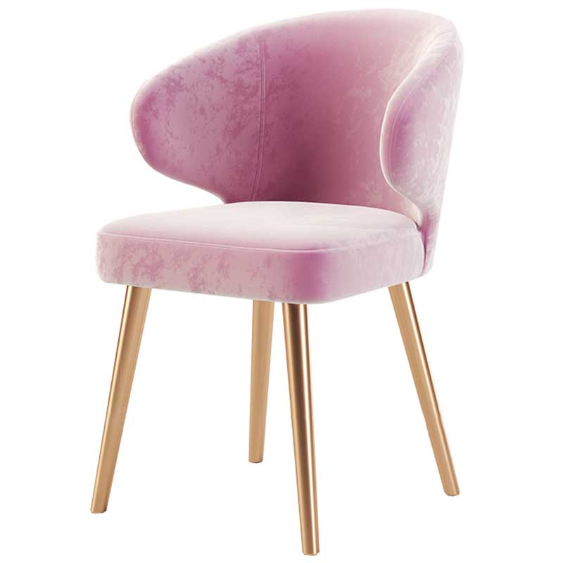 Modern Indoor-Outdoor Chair Metal Dining Wingback Armless Chair for Kitchen Pink 1 Piece Brass Gold Clearhalo ' kitchen&dining_furn' 'Dining Chairs' 'Dining Tables & Seating' 'dining_chair' 'furn' 'furn_dining_chair' 'Furniture' 'furniture_dining_chair' 'Kitchen & Dining Furniture' 'kitchen' 3672316