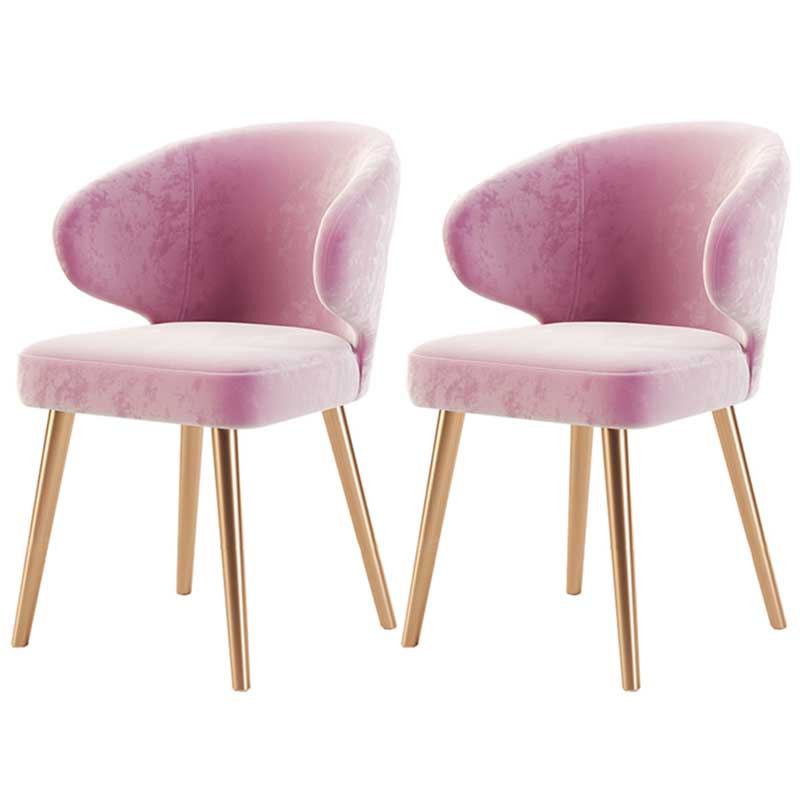 Modern Indoor-Outdoor Chair Metal Dining Wingback Armless Chair for Kitchen Pink 2 Piece Set Brass Gold Clearhalo ' kitchen&dining_furn' 'Dining Chairs' 'Dining Tables & Seating' 'dining_chair' 'furn' 'furn_dining_chair' 'Furniture' 'furniture_dining_chair' 'Kitchen & Dining Furniture' 'kitchen' 3672317